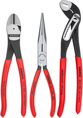 KNIPEX Tools 00 20 08 US1 Long Nose, Diagonal Cutter, and Alligator Pliers 3-Piece Tool Set, Red