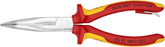 KNIPEX Tools 26 26 200 T Long Nose 40° Angled Pliers with Cutter-1000V Insulated-Tethered Attachment, 8'', Red/Yellow