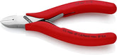 KNIPEX Tools 4-1/2" Electronics Diagonal Cutter, Plastic Grip (7701115), Red