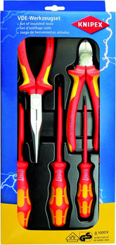 Knipex Tools 00 20 13 Insulated Long Nose Pliers Diagonal Cutters and Screwdrivers Set