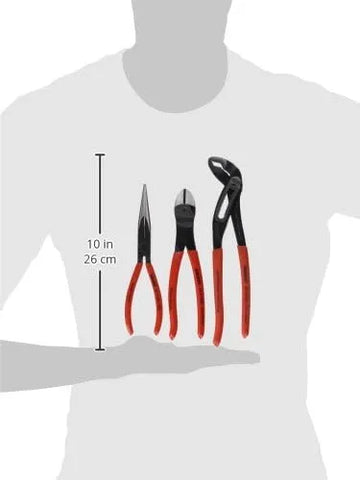 KNIPEX Tools 00 20 08 US1 Long Nose, Diagonal Cutter, and Alligator Pliers 3-Piece Tool Set, Red