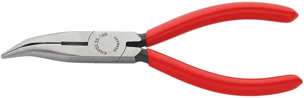 KNIPEX Tools - Long Nose Pliers With Cutter, 40 Degree Angled (2521160), 6-1/4 inches