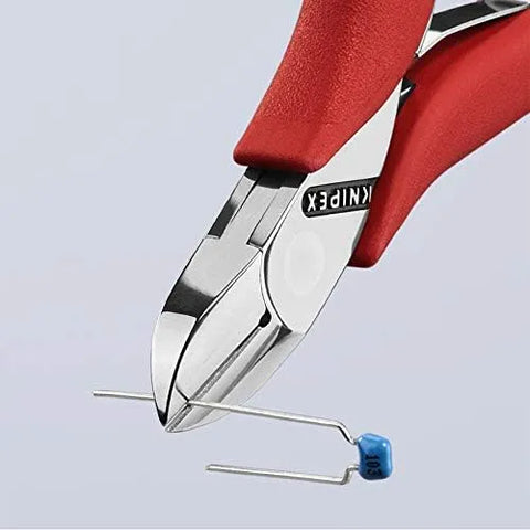 KNIPEX Tools 4-1/2" Electronics Diagonal Cutter, Plastic Grip (7701115), Red