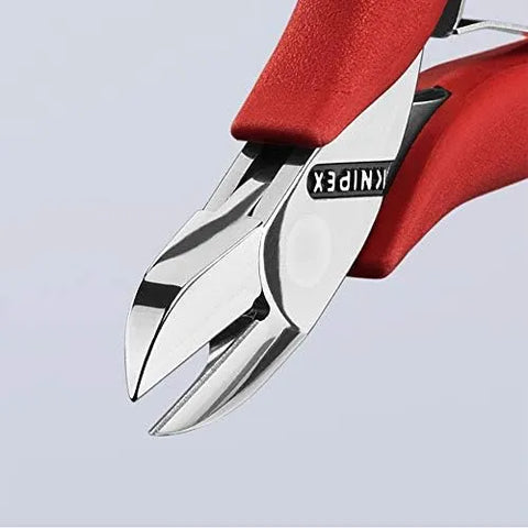 KNIPEX Tools 4-1/2" Electronics Diagonal Cutter, Plastic Grip (7701115), Red