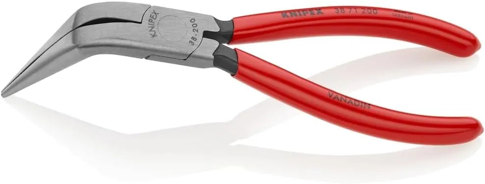 KNIPEX - 38 71 200 Tools - Long Nose Pliers Without Cutter, Angled (3871200)