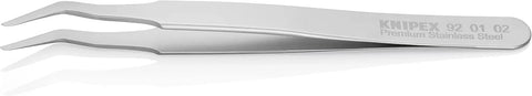 KNIPEX Tools 92 01 02 Premium Stainless Steel Positioning Tweezers-35°Angled-SMD, 4-3/4"