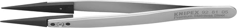 KNIPEX Tools 92 81 05 Premium Stainless Steel Gripping Tweezers-Pointed Tips, 5-1/4"