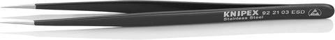 KNIPEX Tools 92 21 03 ESD Stainless Steel Gripping Tweezers-Needle-Point Tips-ESD, 5-1/2"