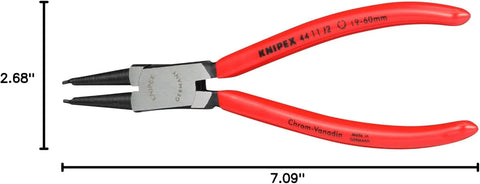 KNIPEX Tools - Circlip Pliers, Internal, Straight, 3/4"-2 23/64" Bore Dia. (4411J2), 7.25 | 180 mm synthetic resin coated hole interior
