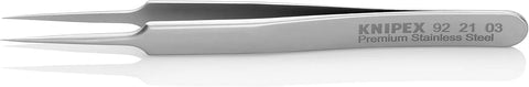 KNIPEX Tools 92 21 03 Premium Stainless Steel Gripping Tweezers-Needle-Point Tips, 4-1/2"