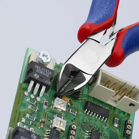KNIPEX Tools - Electronics Diagonal Cutters With Carbide Metal Cutting Edges, Multi-Component (7702120H)