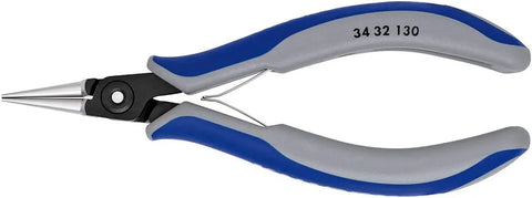 KNIPEX 5-1/4" Precision Electronics Gripping Pliers w/Round, Pointed Jaw, Ergonomic Grip (3432130)