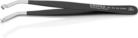 KNIPEX Tools 92 16 02 ESD Stainless Steel Positioning Tweezers-35°Angled-ESD, 4-3/4"
