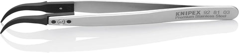KNIPEX Tools 92 81 03 Premium Stainless Steel Gripping Tweezers-60°Angled-Pointed Tips, 5-1/4"