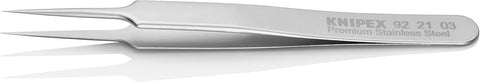 KNIPEX Tools 92 21 03 Premium Stainless Steel Gripping Tweezers-Needle-Point Tips, 4-1/2"