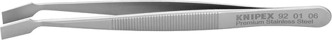 KNIPEX Tools 92 01 06 Premium Stainless Steel Gripping Tweezers-30°Angled-Blunt Tips, 4"