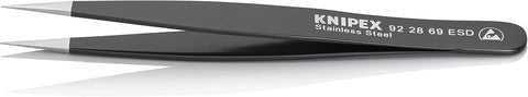 KNIPEX Tweezers,ESD,Straight,5-1/4 In,SS,Black (922869ESD) | bike-hand-tools