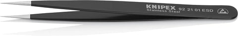 KNIPEX Tools Stainless Steel Gripping Tweezers-Needle-Point Tips-ESD, 5"