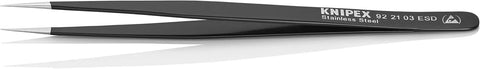 KNIPEX Tools 92 21 03 ESD Stainless Steel Gripping Tweezers-Needle-Point Tips-ESD, 5-1/2"
