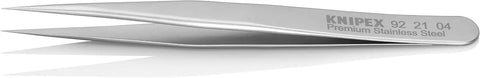 KNIPEX Tools 92 21 04 Premium Stainless Steel Gripping Tweezers-Needle-Point Tips, 3-1/2"
