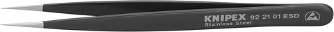 KNIPEX Tools Stainless Steel Gripping Tweezers-Needle-Point Tips-ESD, 5"