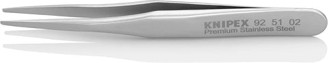 KNIPEX Tools 92 51 02 Premium Stainless Steel Gripping Tweezers-Blunt Tips, 2 3/4"