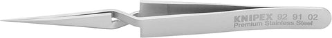 KNIPEX Tools 92 91 02 Premium Stainless Steel Gripping Cross-Over Tweezers-Needle-Point Tips, 4-3/4"