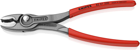 KNIPEX 82 01 200 TwinGrip Pliers, 8-inch | Slip joint pliers with push button adjustment