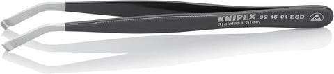 KNIPEX Tools 92 16 01 ESD Stainless Steel Positioning Tweezers-35°Angled-ESD, 4-3/4"