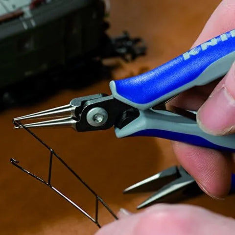 KNIPEX 5-1/4" Precision Electronics Gripping Pliers w/Round, Pointed Jaw, Ergonomic Grip (3432130)