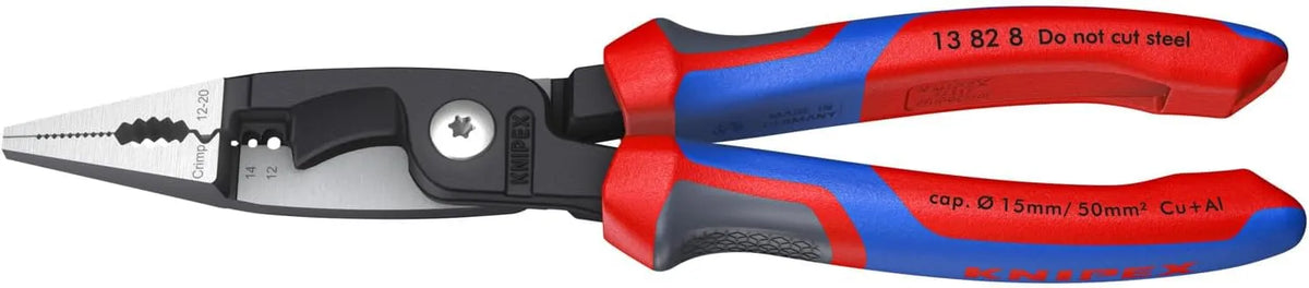 KNIPEX 13 82 8, 6 in 1 Electrical Installation Pliers with Comfort Grip Handles