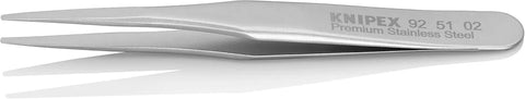 KNIPEX Tools 92 51 02 Premium Stainless Steel Gripping Tweezers-Blunt Tips, 2 3/4"