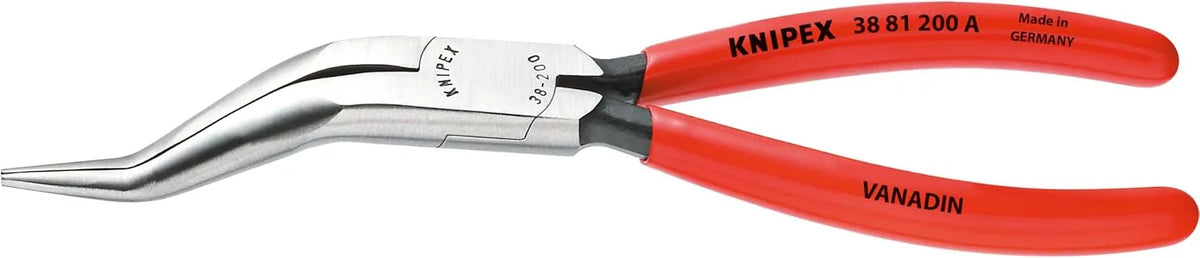 KNIPEX - 38 81 200 A Tools - Long Nose Pliers Without Cutter, Double Angled (3881200A)