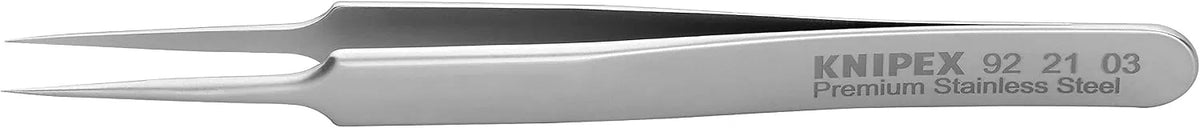 KNIPEX Tools 92 21 03 Premium Stainless Steel Gripping Tweezers-Needle-Point Tips, 4-1/2"