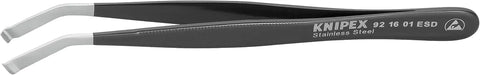 KNIPEX Tools 92 16 01 ESD Stainless Steel Positioning Tweezers-35°Angled-ESD, 4-3/4"