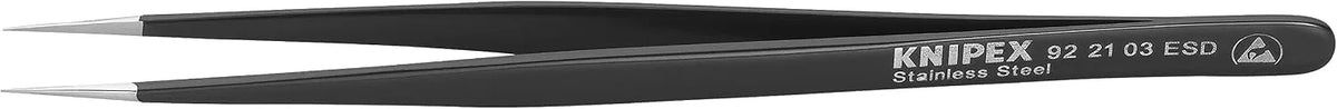 KNIPEX Tools 92 21 03 ESD Stainless Steel Gripping Tweezers-Needle-Point Tips-ESD, 5-1/2"