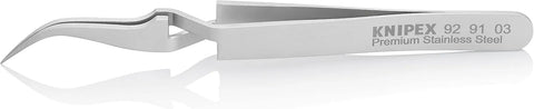 KNIPEX Tools 92 91 03 Premium Stainless Steel Cross-Over Gripping Tweezers-45°Angled-Needle-Point Tips, 4-1/2'', Silver