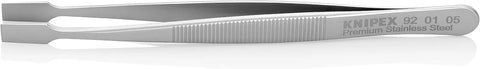 KNIPEX Tools 92 01 05 Premium Stainless Steel Gripping Tweezers-Blunt Tips, 4 3/4"
