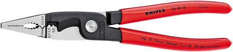 KNIPEX Tools 13 81 8, 6 in 1 Electrical Installation Pliers with Dipped Handle, Red