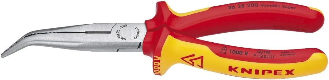 Knipex Tools 26 28 200 SBA Angled Long Nose Pliers - 1,000V Insulated