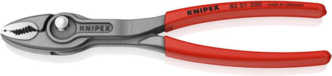 KNIPEX 82 01 200 TwinGrip Pliers, 8-inch | Slip joint pliers with push button adjustment