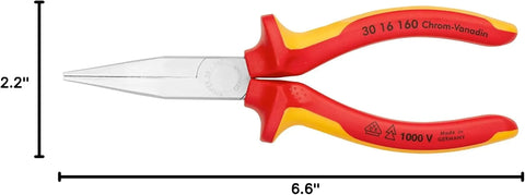 KNIPEX Long Nose Pliers-Flat Tips-1000V Insulated