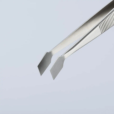 KNIPEX Tools 92 01 06 Premium Stainless Steel Gripping Tweezers-30°Angled-Blunt Tips, 4"