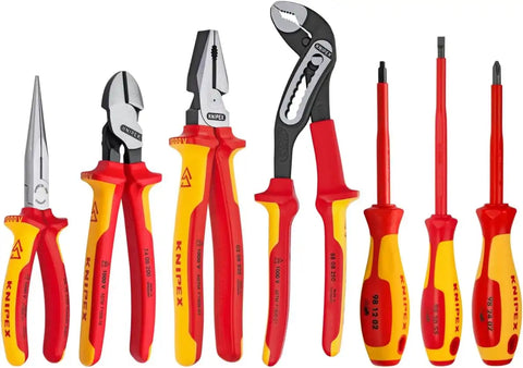 KNIPEX 989825US 7-Piece 1000V Insulated Pliers, Cutters, and Screwdriver Commercial Tool Set (9K989825US)