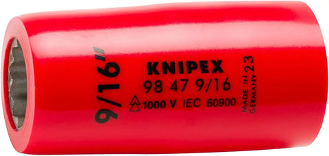 KNIPEX 98 47 9/16 1/2 9/16 1,000V Insulated Hex Socket