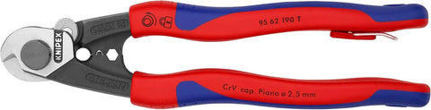 KNIPEX - 95 62 190 T BKA Tools - Wire Rope Cutters, Multi-Component, Tethered Attachment (9562190TBKA)