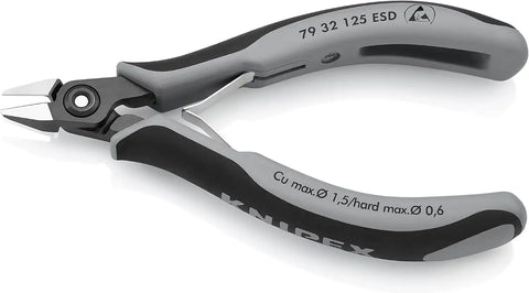 KNIPEX 5" Precision Electronics Side Cutter ESD w/Pointed Head, Ergonomic Grip (7932125ESD)