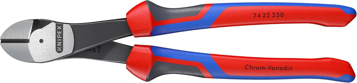 Knipex 7422250SBA 10-Inch High Leverage Angled Diagonal Cutters - Comfort Grip