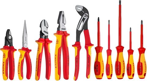 KNIPEX 989830US 10 -Piece 1000V Insulated Pliers, Cutters, and Screwdriver Industrial Tool Set (9K989830US)