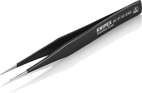 KNIPEX Tools Stainless Steel Gripping Tweezers-Pointed Tips-ESD, 5"